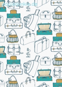 Geschenkpapier Lets go, Reisegepäck blau