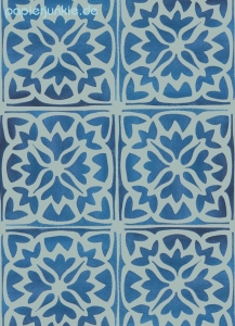 Geschenkpapier Fliesen, Blüte blau/türkis
