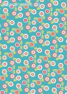 Geschenkpapier Flowers, Blüten auf Blau