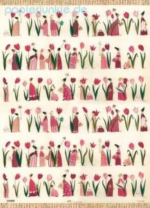 Geschenkpapier Blumenfrauen mit Tulpen