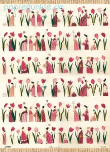 Geschenkpapier Blumenfrauen mit Tulpen