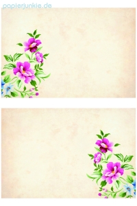 Geschenkpapier/Bastelpapier Rosa und blaue Blumen