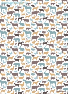 Geschenkpapier Bauernhoftiere, braun/blau (A*)