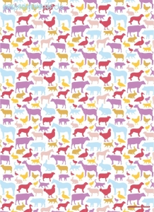 Geschenkpapier Bauernhoftiere, lila/gelb (A*)