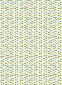 Geschenkpapier Blatt am Schnürchen, grün/blau