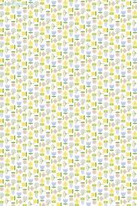 Geschenkpapier Bunte Blümchen, gelb/blau