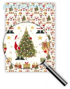 Geschenkpapier Weihnachtsmann, Weihnachtsbaum & Geschenke