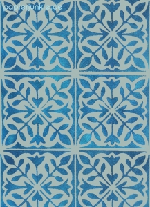 Geschenkpapier Fliesen, Blumen blau/türkis