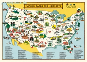 Geschenkpapier National Parks Map