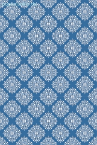 Geschenkpapier Blumenornament, blau/weiß