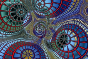 Geschenkpapier Spirale, blau/rot