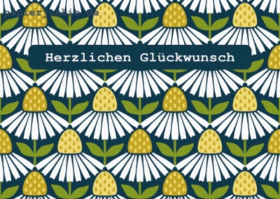 Postkarte Herzlichen Glückwunsch, Gänseblümchen