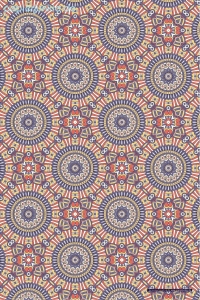 Geschenkpapier Blumen im Boho-Stil, rot/blau