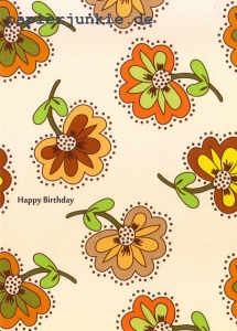 Postkarte Happy Birthday, Retroblumen