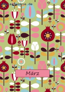 03/ Postkarte März, 70er Garten