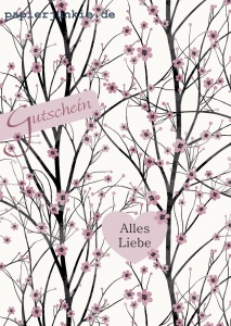 Postkarte Gutschein Kirschblüte, Alles Liebe