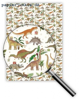 Geschenkpapier Dinosaurier mit Geschenken (R*)