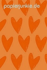 Geschenkpapier Herzen, orange (A*)