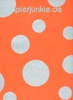 Geschenkpapier Punkte, orange/silber