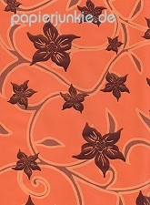 Geschenkpapier Ranken mit Blüten, orange